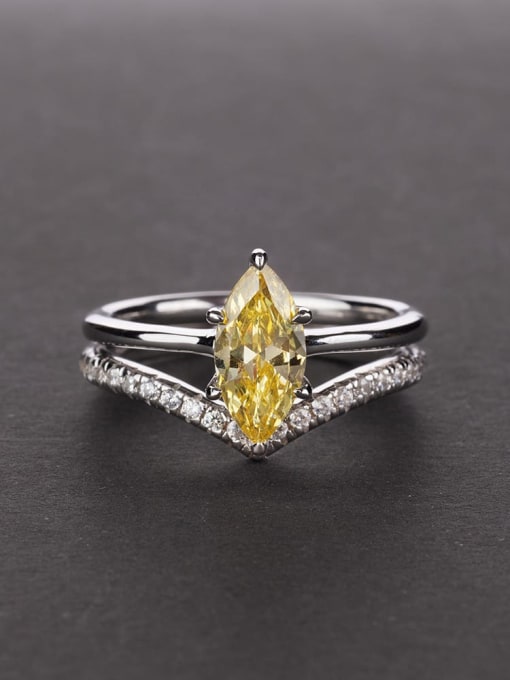 Yellow [R 0386] 925 Sterling Silver High Carbon Diamond Water Drop Dainty Band Ring